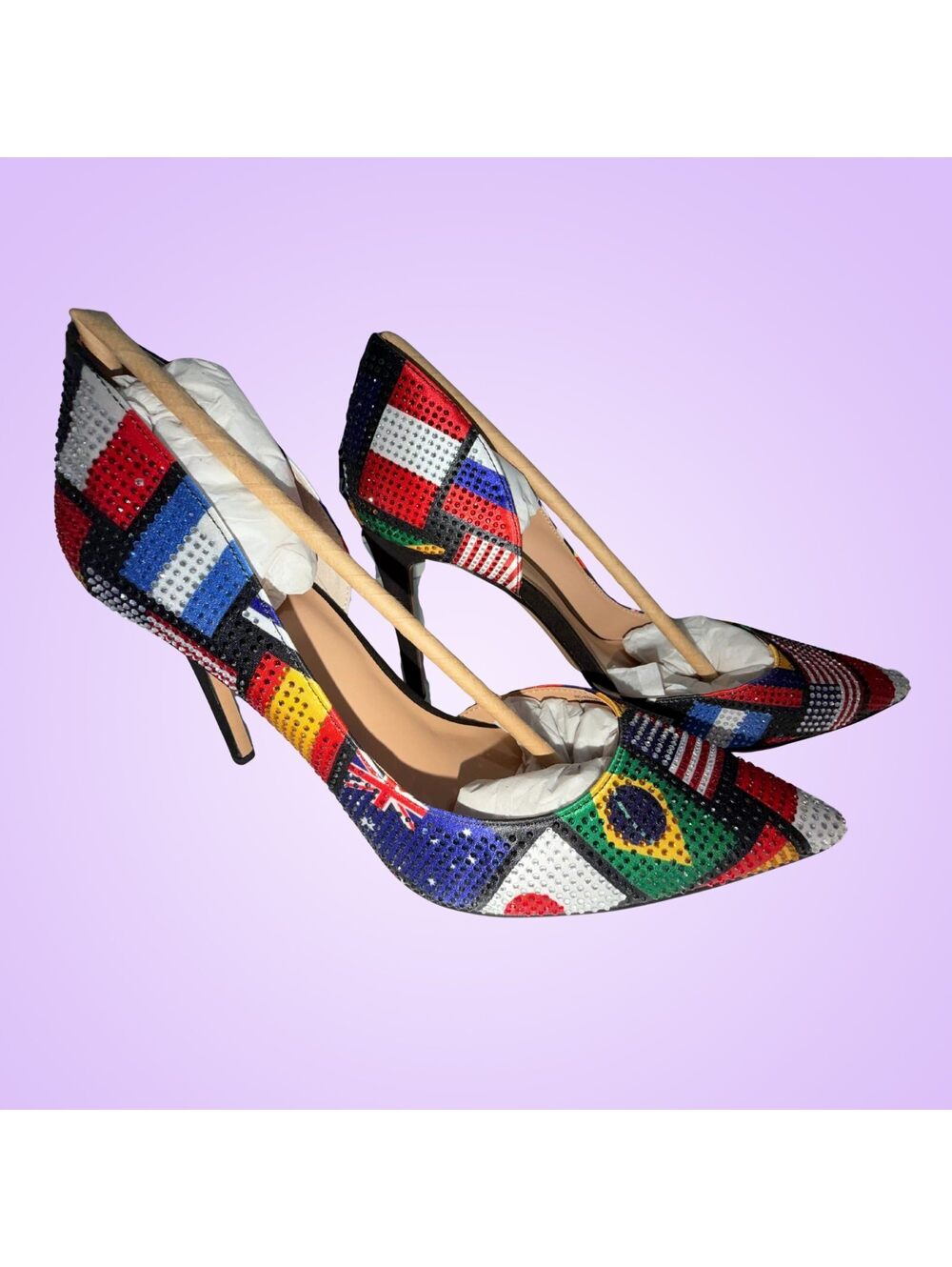 INC Kenjay38 World Flag Rhinestone D'Orsay Stiletto Pumps Women's Size 10M